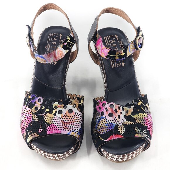 L'ARTISTE by Spring Step Jivvi Floral Houndstooth Print Sandals - Picture 3 of 11